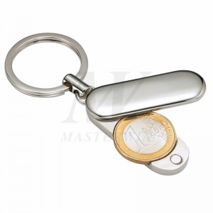 Portachiavi in ​​metallo con porta monete Euro (per $ 1 Euro) _B62729