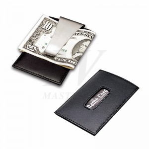 Porta carte di credito in pelle / metallo con fermasoldi_B82866